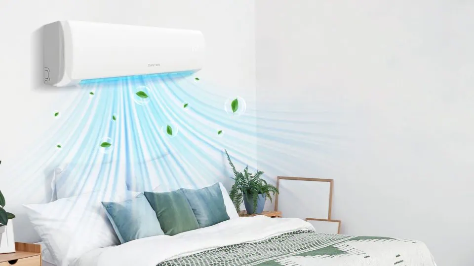 Saubere und frische Luft aus Klimaanlage im Schlafzimmer
