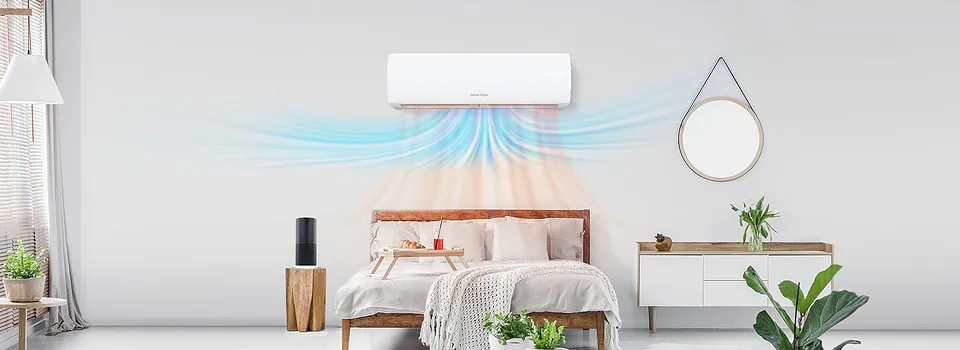 Klimaanlage im Wohnzimmer mit warmer und kalter Luft