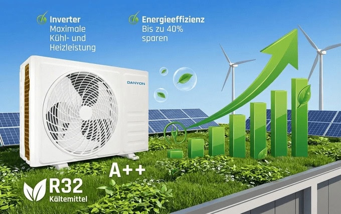 Klimaanlage von Danyon mit Solarenergie und Energieeffizienz bis A++.
